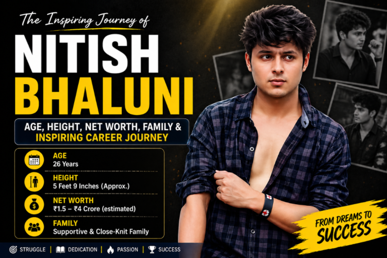 Nitish Bhaluni age and net worth ₹1.5-₹4 crore shown in inspiring success story graphic