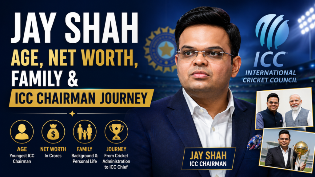 Jay Shah age, family background, and cricket administration journey infographic