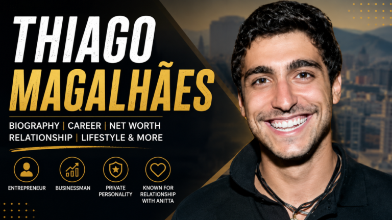 Thiago Magalhães biography feature image showcasing the Brazilian entrepreneur with highlights of his career, net worth, relationship history, and lifestyle.
